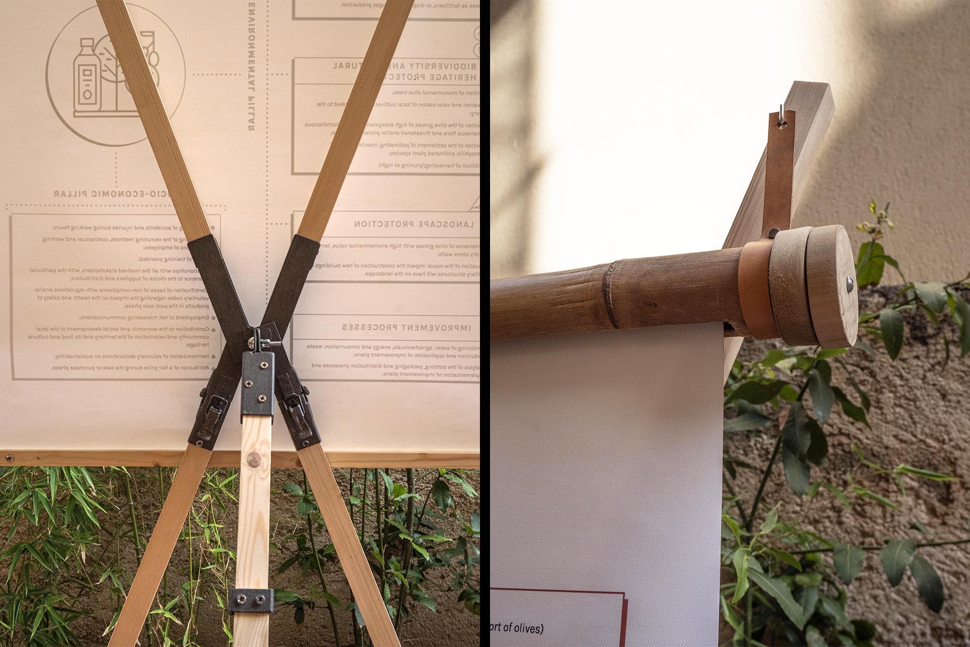 Cavalletto porta rotoli in legno e bambù | Buone pratiche in campo | Università Cattolica